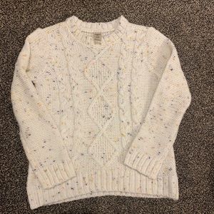 Cream and multi color cable knit sweater
